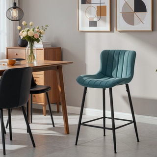 Sunvega Modern Faux Leather Counter Stool Set of 2 with PU Upholstery for Kitchen
