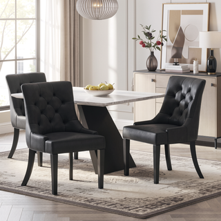 Sunvega Contemporary Upholstered Dining Chairs with Tufted Diamond Stitch and Wood Legs
