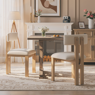 Sunvega Upholstered Armless Dining Chairs with Metal Legs and Polyester Blend Fabric