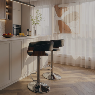 Sunvega Adjustable Swivel Bar Stool with Charcoal Grey Upholstery and Chrome Base