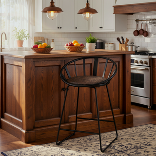 Sunvega Brown and Black Synthetic Leather Counter Height Chair with Sled Base