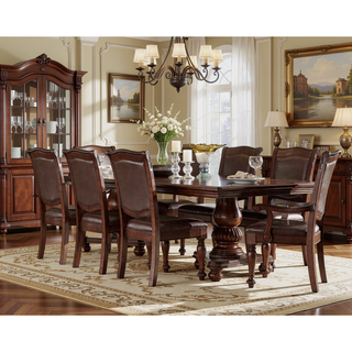 Sunvega Traditional Style Brown Cherry Finish Wooden Dining Armchairs with Upholstered Seat