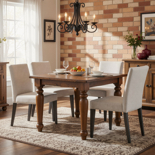 Sunvega Parson Style Dining Chair Set of Two in Light Gray Linen Blend