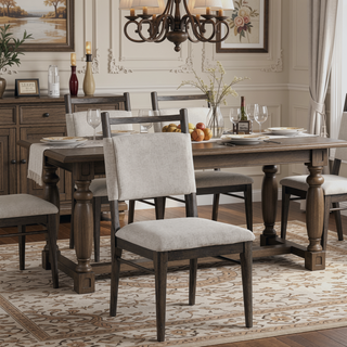 Sunvega Modern Dark Walnut Rubberwood Side Chairs with Upholstered Polyester Seat