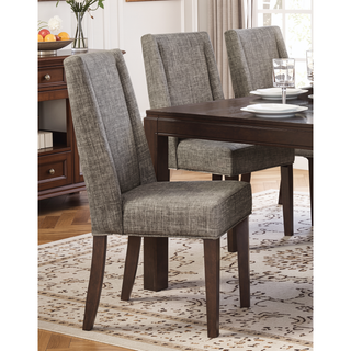 Sunvega Dark Brown Finish Wood Frame Dining Chairs Set of 2 with Gray Fabric