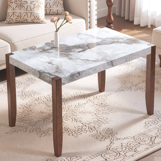 Sunvega Modern Faux Marble Dining Table with Sturdy Wood Legs for Living Room