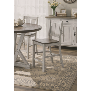 Sunvega Antique White Finish Solid Wood Farmhouse Kitchen Dining Chairs Set of 2