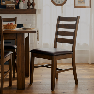 Sunvega Walnut Finish Round Drop Leaf Dining Table for Small Kitchen