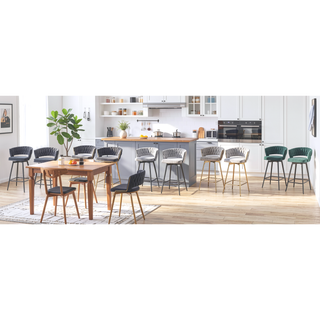 Sunvega 360 Swivel Bar Stools with Cotton Linen Cushions and Electroplated Metal Frame