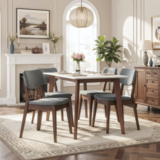 Sunvega Mid-Century Modern Dark Grey Velvet Upholstered Dining Side Chairs Set of 2