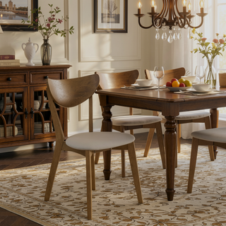 Sunvega Curved Back Dining Chair Set of 2 with Cushioned Seat and Angled Legs