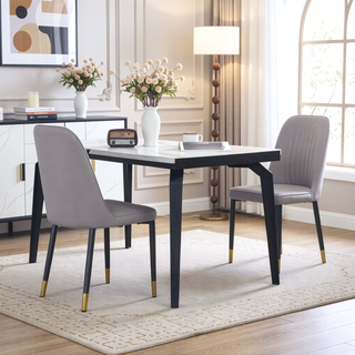 Sunvega Set of 2 Grey Dining Chairs with Thick Cushions for Modern Kitchen and Restaurant