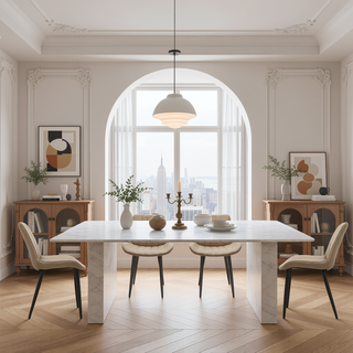 Sunvega Brown PU Leather Dining Chairs with Metal Legs and Wave Pattern Upholstery
