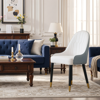 Sunvega Modern Faux Leather Dining Chairs Set of 2 with Metal Legs for Living Room