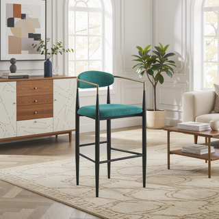 Sunvega Beige Fabric Upholstered Bar Chair Set with Padded Backrest and Footrest