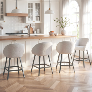 Sunvega Upholstered Bar Stool with Soft Backrest and Armrest for Kitchen Island