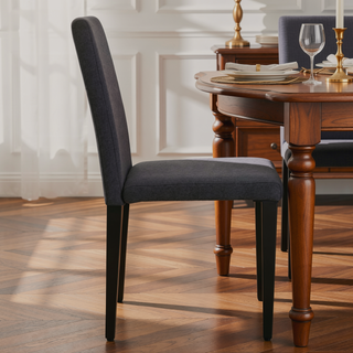 Sunvega Black PU Dining Chairs with Silver Metal Legs and High Elasticity Sponge Filling for Living Room
