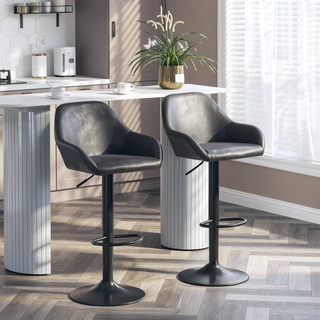 Sunvega Adjustable Swivel Bar Stools with Back and Footrest for Kitchen Counter Dining Room Set of 2 Black