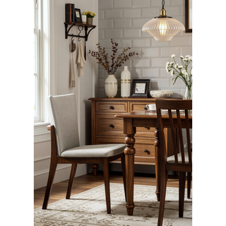 Sunvega Mid-Century Style Curved Back Upholstered Seat Dining Chairs 2pc Set