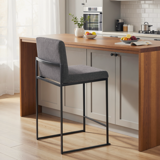 Sunvega Contemporary High Back Counter Stool Set of 3 with Padded Seat and Backrest