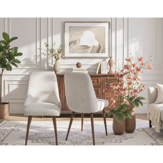 Sunvega Modern Upholstery Dining Chairs Set of 2 with Plush Foam and Wooden-Print Legs