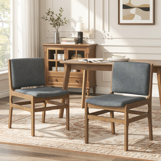 Sunvega Contemporary Upholstered Rubberwood Dining Chair Set of Two for Living Room