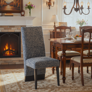 Sunvega Contemporary Boucle Finish Dining Chairs with Extended Back 2PK Set