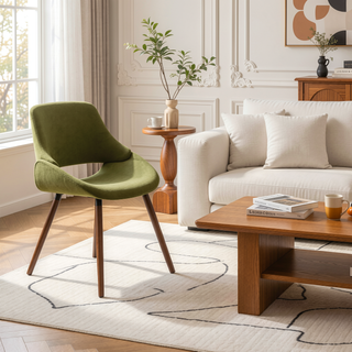 Sunvega Acid Green Upholstered Bentwood Dining Chair with Mid Century Modern Styling