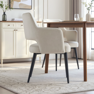 Sunvega Modern Dining Arm Chair with Leatherette Upholstery and Steel Frame
