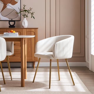 Sunvega Fran Pleated Contemporary Velvet Upholstered Dining Chair with Metal Legs Set of 2
