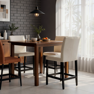 Sunvega Transitional Bonded Leather Counter Stools with Studded Accents Set of Two