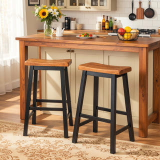 Sunvega Toluca Saddle Wood Barstool Set of Two for Serving Area