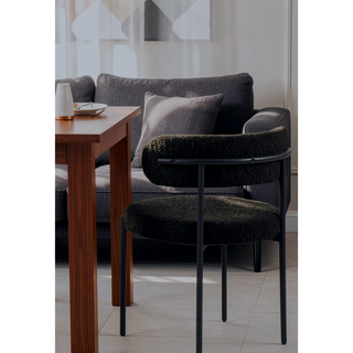 Sunvega Cream Boucle Fabric Upholstered Dining Chair Set with Metal Frame