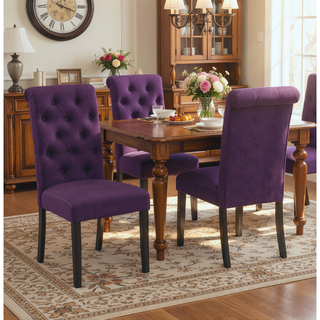 Sunvega Solid Wood Tufted Asons Dining Chairs Set of 2 with Velvety Soft Upholstery