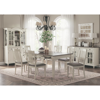 Sunvega Rustic White Slat Back Upholstered Side Chair Set of 2