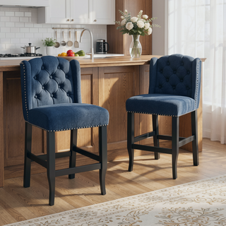 Sunvega Vienna Contemporary Tufted Wingback 31 Inch Counter Stools Set of 2