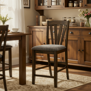 Sunvega Upholstered Counter Height Dining Side Chair with Grey Fabric and Foam-Padded Seat Cushions
