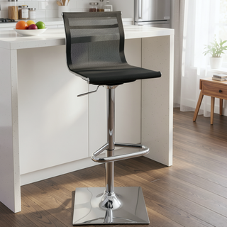 Sunvega Mirage Contemporary Adjustable Swivel Barstool with Mesh Seat and Chrome Base