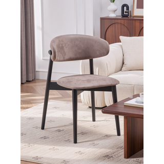 Sunvega Natural and Black Finish Dining Chair with Wooden Turn Legs