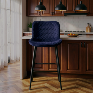 Sunvega Modern Brown Velvet Upholstered Counter Height Chairs with Quilted Stitching