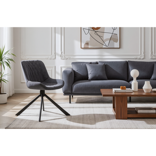 Sunvega Mid-Century Modern Tufted Diamond Pattern Upholstered Swivel Dining Chair