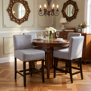 Sunvega Light Grey Counter Stool Set of 2 with Simple Elegant Lines