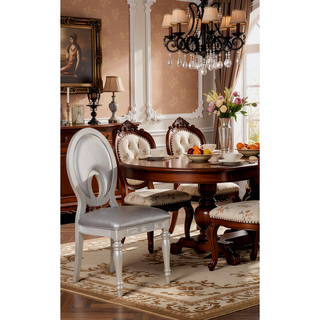 Sunvega Silver Leatherette Upholstered Dining Chairs with Mirror Tile Accents Set of 2