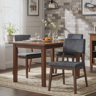 Sunvega Scandinavian Style Dusty Mauve Corduroy Padded Side Chair Set of 2
