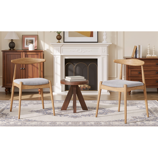 Sunvega Set of 2 Rubberwood Dining Chairs with Ergonomic Backrest and Plush Comfort Cushions