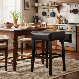 Sunvega Set of 2 Beige Backless Fabric Counter Height Barstools with Padded Seats