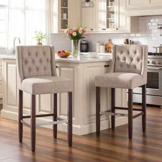 Sunvega Modern Minimalist Bar Stool with Metal Legs and High Density Fabric Seat