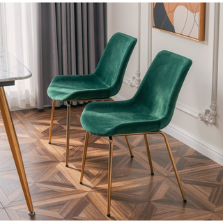 Sunvega Modern Velvet Dining Chair Set of 2 with Golden Plated Legs and Soft Velvet Upholstery