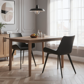 Sunvega Modern Brown Dining Chair with Black Metal Legs and Ergonomic Seat Design