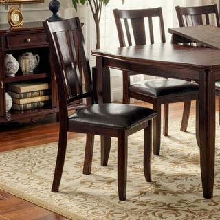 Sunvega Contemporary Brown Faux Leather Cushion Side Chairs with Rubberwood Frame